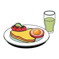 A delicious breakfast spread featuring pancakes topped with crispy bacon. a sunny-side-up egg. fresh vector