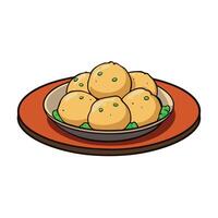 Lithuanian cepelinai on a rustic ceramic plate. closeup showing the texture of the potato dumplings. vector