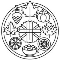 A top-down depiction of Canadian cuisine. showcasing a colorful array of diverse dishes that reflect vector