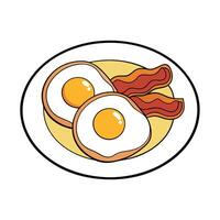 Fried eggs with bacon vector