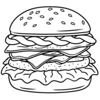 A large hamburger with bacon. onions vector