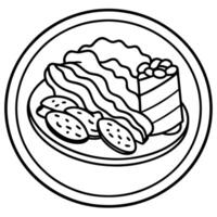 A plate of food with bacon. lard. and meat. Raw pork fresh concept. A plate of food with meat. bacon vector