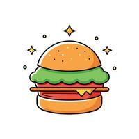 Delicious gourmet burger with fresh vegetables and crispy bacon. set against a sparkling background vector
