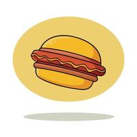 Bacon cheeseburger captured mid-air on a yellow background. food photography concept. 3D rendering. vector