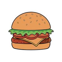 Delicious Cheeseburger with Bacon and Lettuce vector