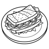 A classic BLT sandwich with crispy bacon. lettuce. and tomato on toasted bread. presented on a white vector