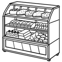 A refrigerated display case in a supermarket filled with various types of packaged meats. showcasing vector