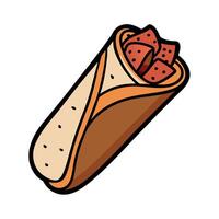 A fork with a piece of steak on it. vector