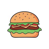 Hamburger with Bacon and salad vector