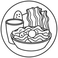 Breakfast with many bacon and eggs vector