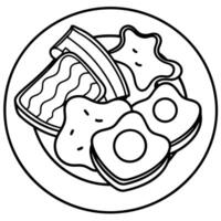 Fried Eggs with Bacon on Toast. vector