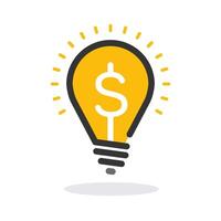Yellow outline light bulb symbolizing idea in flat style. vector