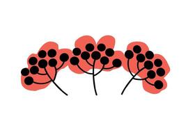 Stylized illustration of three clusters of red flowers with black centers on a white background vector