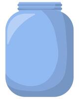 Glass jar without lid in flat style, kitchenware for food or liquid vector