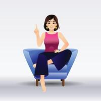 An Indian Girl smiling with her hand up the pose Character Design and a Background vector