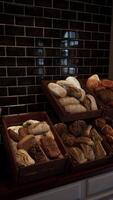 Assorted Breads and Pastries on Display at a Bakery video