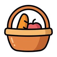 Simple Picnic Basket colorful icon. The icon can be used for websites, print templates, presentation templates, illustrations, etc vector