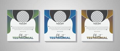 Modern, corporate, minimal square banner template, client testimonial web banner design layout vector