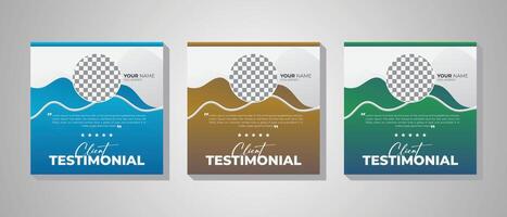 Unique and abstract client testimonial presentation square banner design. Creative, corporate, modern Customer service review template vector