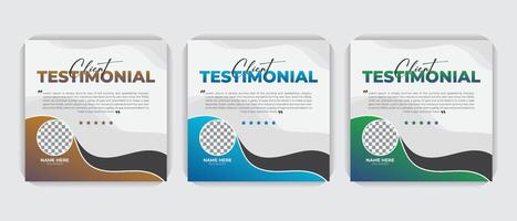 Creative, modern, stylish, abstract client testimonial template, elegant customer feedback or review design colorful bundle Set. vector