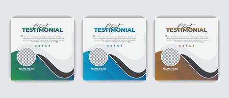Creative client testimonial design colorful bundle set, customer feedback or customer review social media post design template layout or web banner design vector