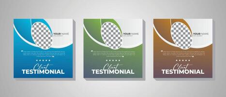 Creative, corporate, modern Customer service review template, Unique and abstract client testimonial presentation square banner design. vector