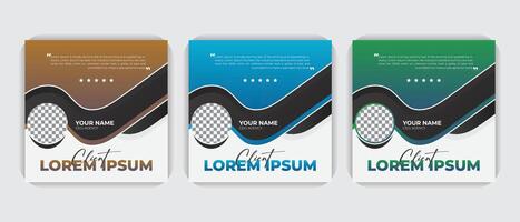 Unique and professional stylish modern Customer service review design. With 3 gradient colorful bundle set. Creative, corporate, modern Customer review design. vector