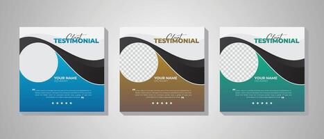 Unique client testimonial bundle set, Colorful and stylish modern customer service feedback or client review design layout. Creative, corporate, modern Customer service review template vector