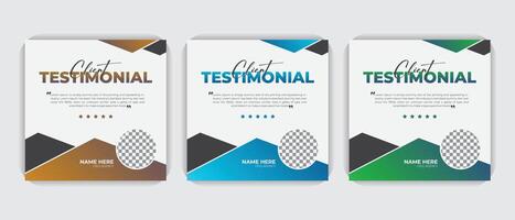 Simple, elegant, and colorful client testimonial design bundle set for client review vector