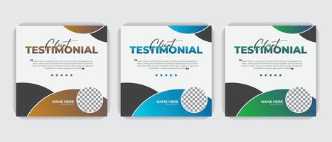 Simple, elegant customers feedback or client testimonial Colorful bundle Set, web banner design vector