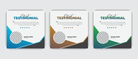 Colorful bundle Set of client testimonial Social media post design template web banner design vector