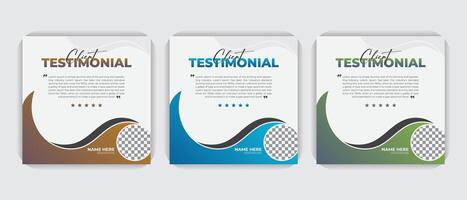 Creative, modern, stylish, abstract customer feedback or customer review social media post design template, client testimonial colorful bundle Set. vector