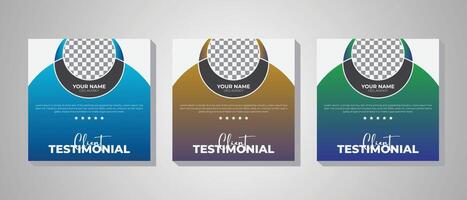 Square banner web template bundle set, client testimonial simple minimalist social media post customer rating square banner. Client feedback or customer testimonial social media post vector