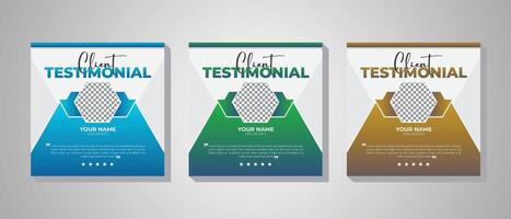 Customer service review template for feedback story template design. Creative design creative color three colorful variation client testimonial design vector