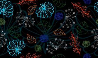 elegant seamless line art flower colorful background. Wedding endless pattern in colorful leaves. vector