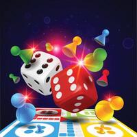 Ludo Board Game, Pegs, rolling dice, token, Background vector