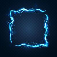 Abstract sci-fi background. Thunder lightning frame on dark blue background. vector
