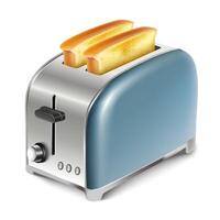 3d realistic icon illustration, toaster with toasted bread. Isolated on white background. vector