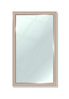 3d realistic icon. Rectangular vertical big mirror. Reflection surface in frame. Interior design furniture. vector