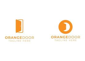 Simple and minimalist orange door logo design vector