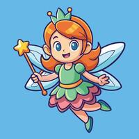 Enchanting Fairy with Magical Wand Soaring Gracefully in the Air vector