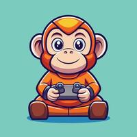 Adorable and Playful Monkey Icon in Cartoon Style for Gaming Content vector