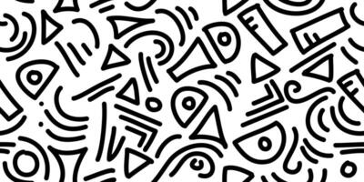 Funny lines doodle Seamless pattern background. Creative minimalist modern line art background vector