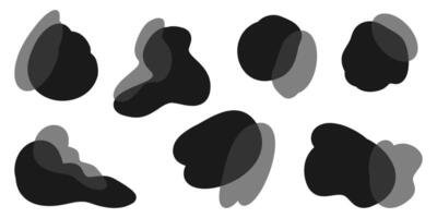 Doodle Blob shapes on set. Random blotch, inkblot, stone silhouette, Ink stain. Organic abstract simple fluid splodge elements. isolated on white background vector