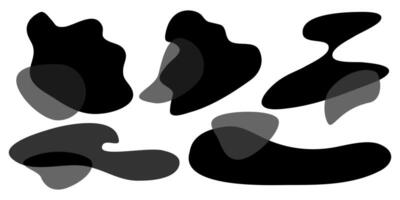 Blob shapes on set. Random blotch, inkblot, stone silhouette, Ink stain. Organic abstract simple fluid splodge elements. isolated on white background vector