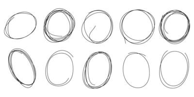 Hand drawn scribble line circles. Doodle circular for message note mark design element vector