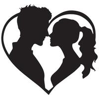silhouette of a loving couple in a heart-shaped frame or a heart shaped image in a Valentine's Day vector
