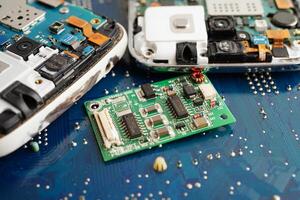 Repairing and upgrade circuit mainboard of notebook, electronic, computer hardware and technology. photo