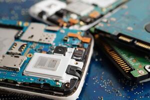 Repairing and upgrade circuit mainboard of notebook, electronic, computer hardware and technology. photo