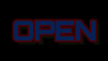 Neon light element animation text open. colorful text. video